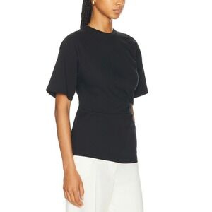 TOTEME Twisted Jersey Tee Women Large Black Cotton Minimal Short Sleeve Crew